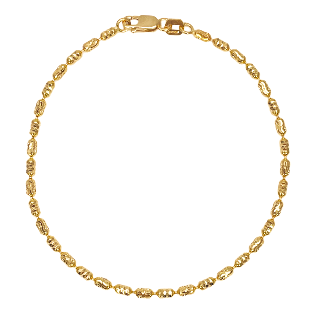 22ct Yellow Gold High Polished Diamond Cut Beaded Link Bracelet 7 Inches