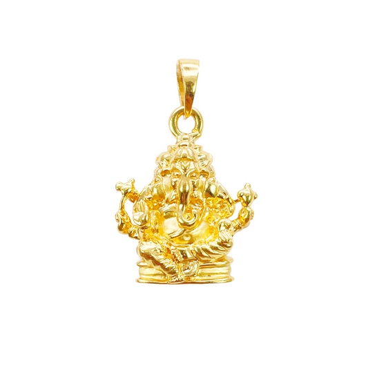 22ct Yellow Gold High Polished Three-Headed Ganesha Pendant 25mm Length