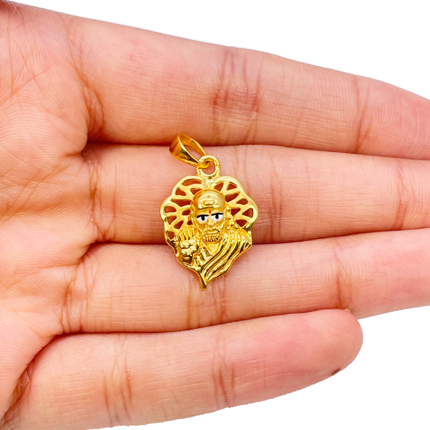 22ct Yellow Gold High Polished Sai Baba Pendant 22mm Length