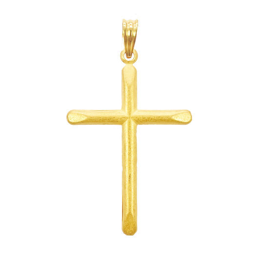 22ct Yellow Gold Lightweight Matt Cross Pendant 44mm Length 25mm Width