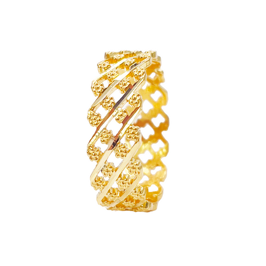 22ct Yellow Gold Beautiful High Polished Floral Design Ring