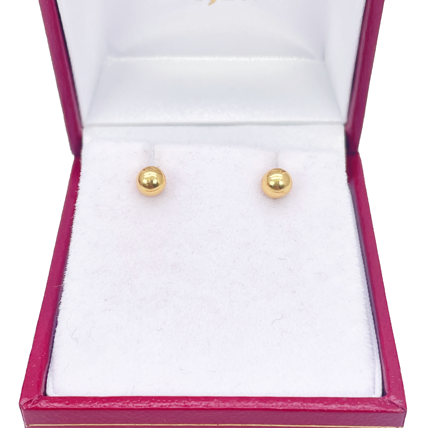 22ct Yellow Gold High Polished Round Plain Ball Stud Earrings 4mm