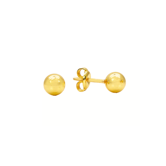 22ct Yellow Gold High Polished Round Plain Ball Stud Earrings 4mm 