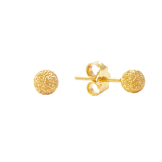 22ct Yellow Gold Glitter Ball Round Stud Earrings 4mm 