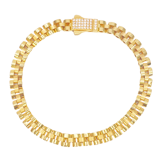 22ct Yellow Gold Brick link Presidential Bracelet 8 Inches 6mm width