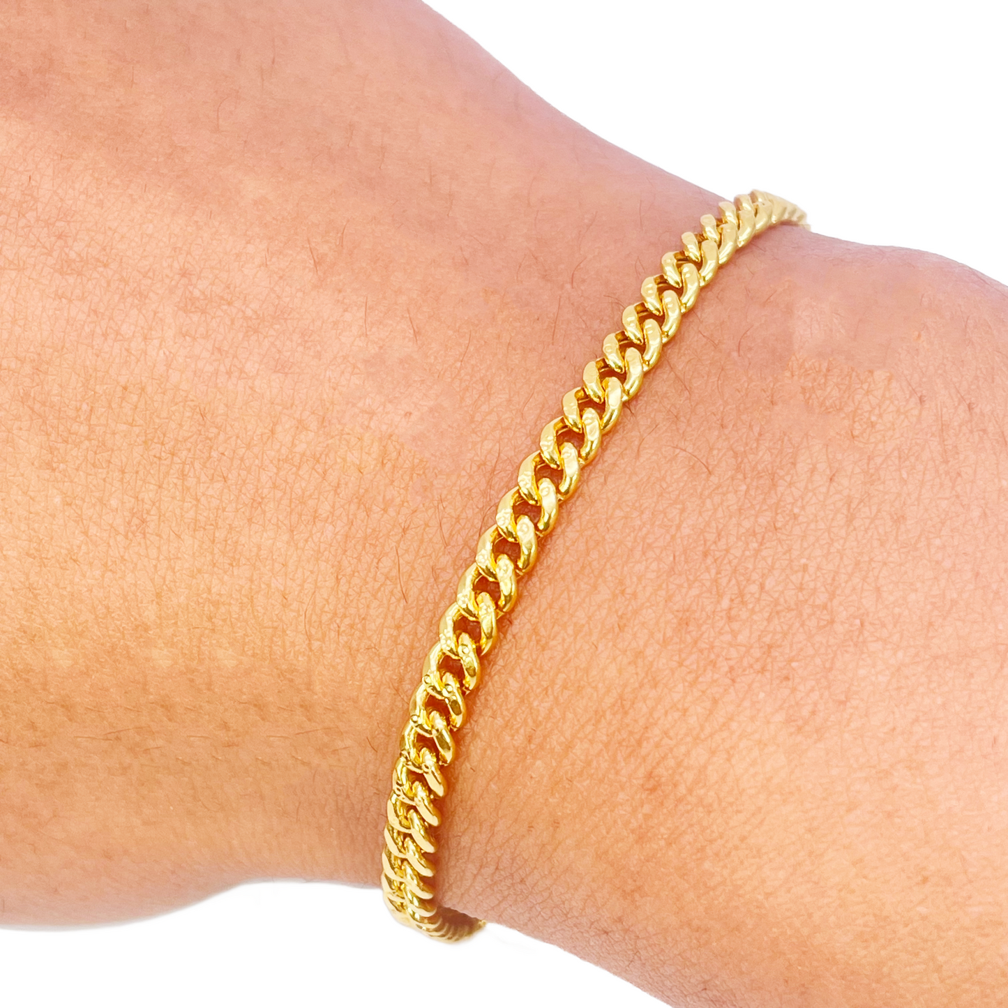 22ct Yellow Gold Curb Link High Polished Plain Bracelet 8 inches