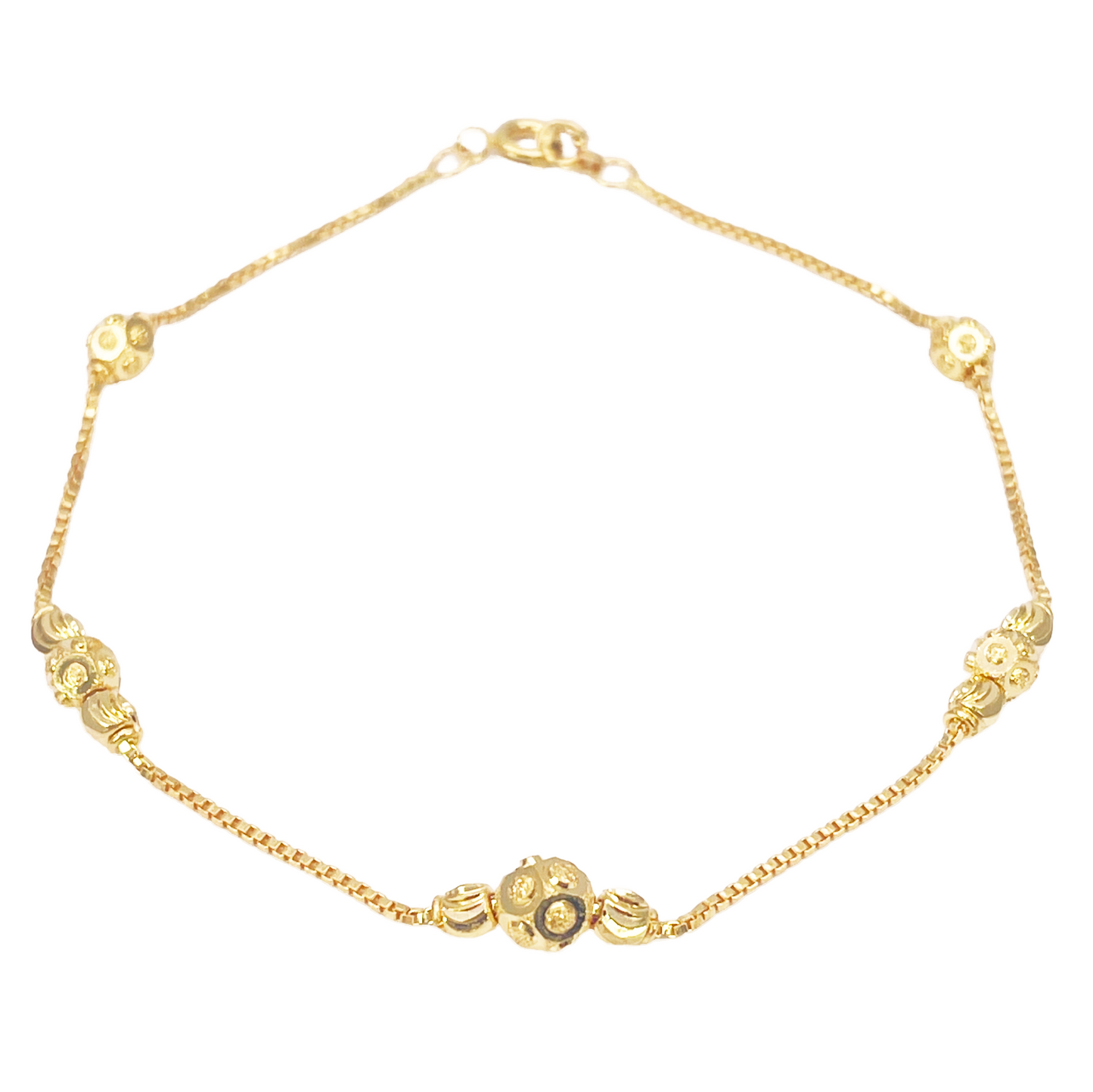 22ct Yellow Gold Diamond Cut Gold Beaded Bracelet 8 inches