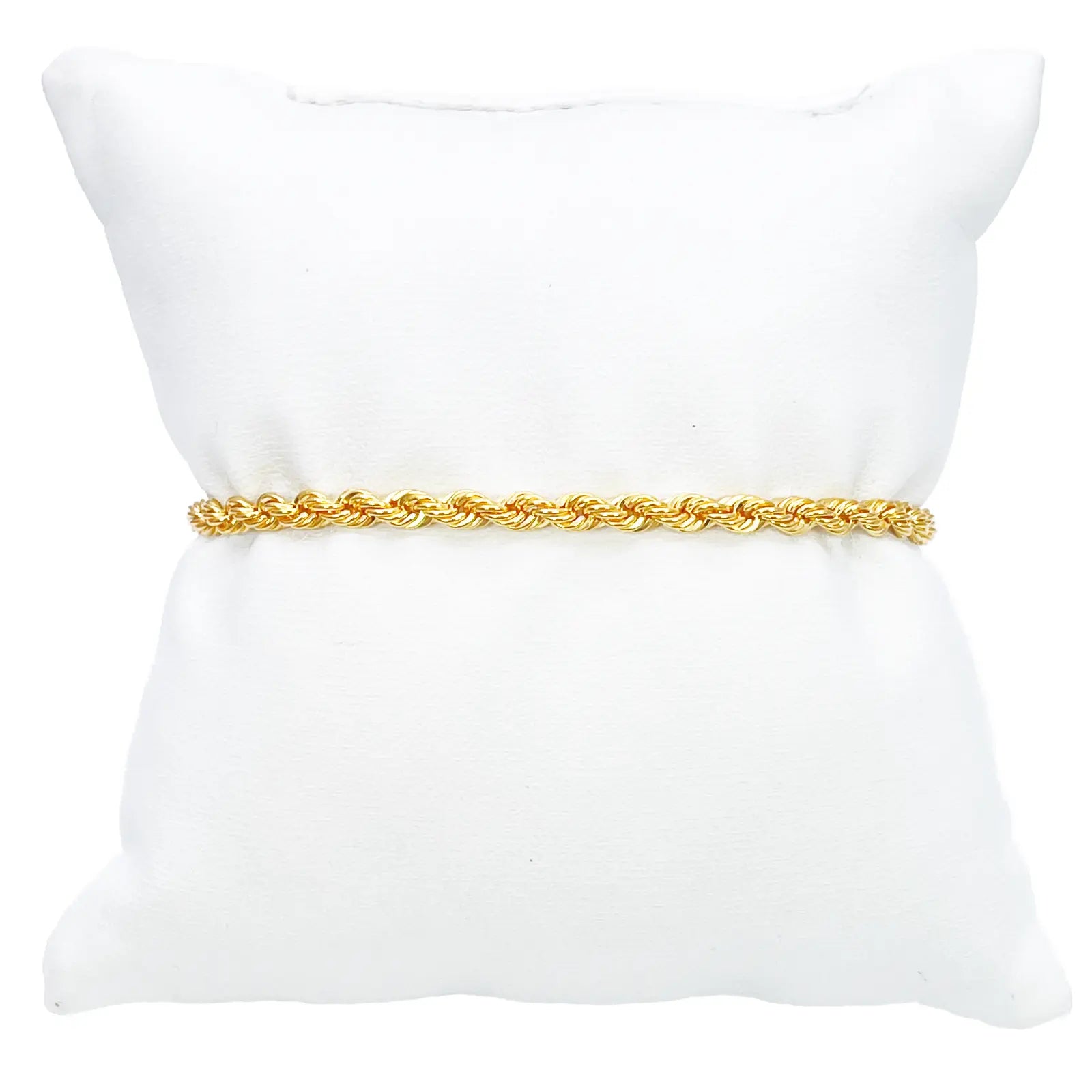 22ct Yellow Gold Lightweight Rope Chain High Polished Plain Bracelet 7 Inches 