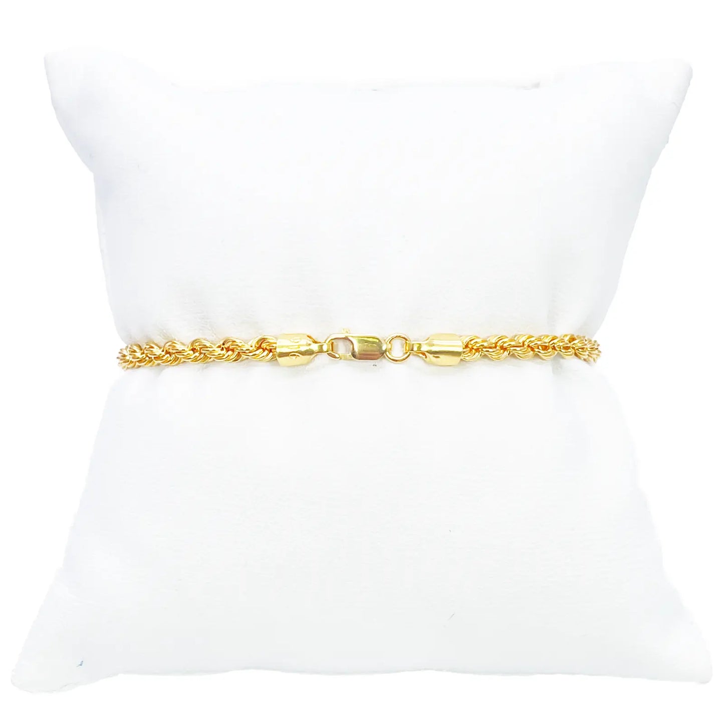 22ct Yellow Gold Lightweight Rope Chain High Polished Plain Bracelet 7 Inches 