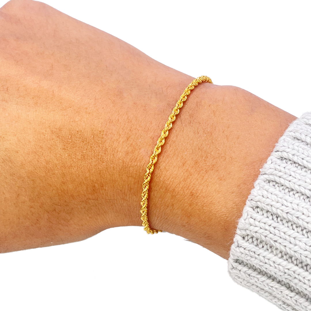 22ct Gold Rope Chain Bracelet Lightweight 7 Inches 2.2 mm 