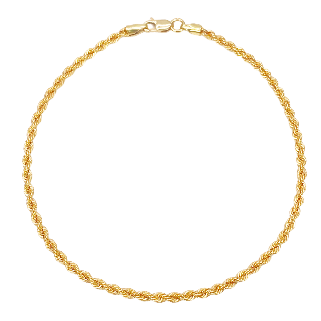 22ct Gold Rope Chain Bracelet Lightweight 7 Inches 2.2 mm 