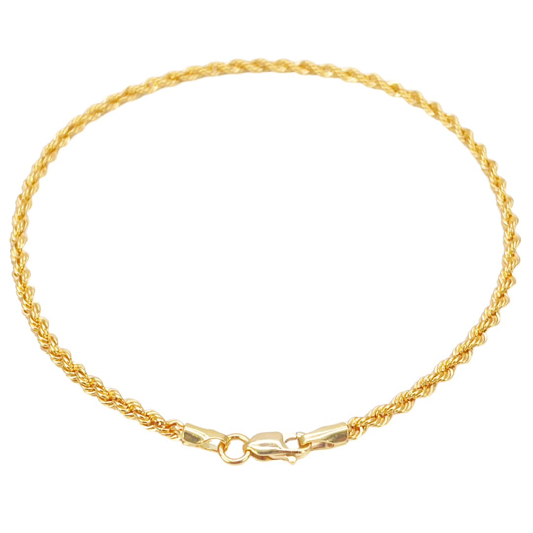 22ct Gold Rope Chain Bracelet Lightweight 7 Inches 2.2 mm 