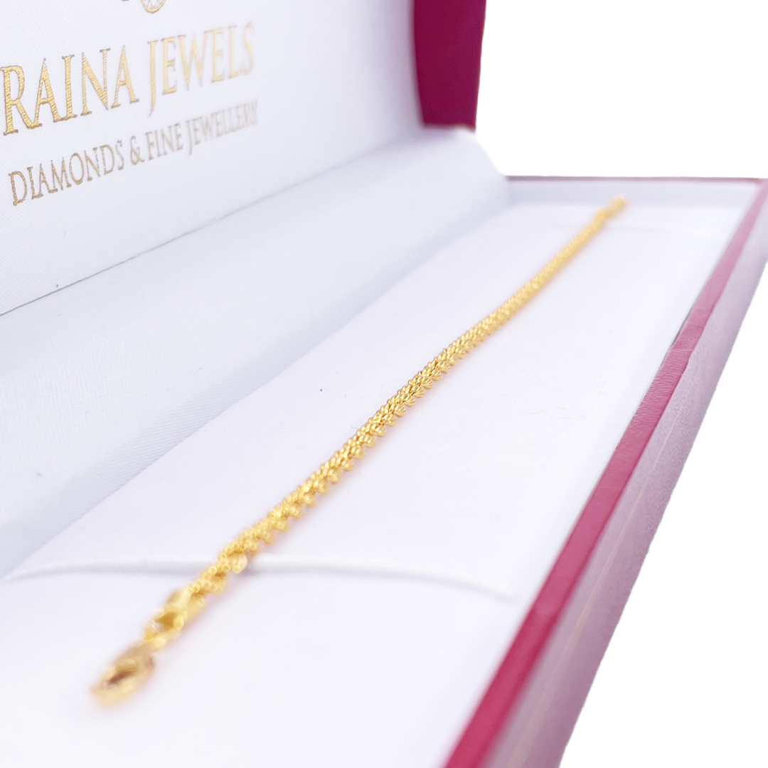 22ct Gold Rope Chain Bracelet Lightweight 7 Inches 2.2 mm 