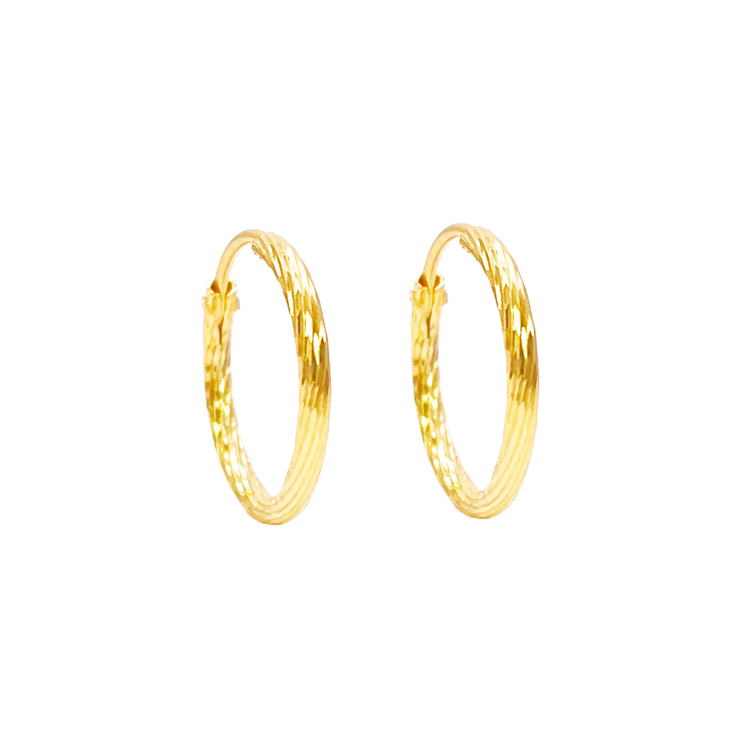 22ct Gold Hoop Earrings Pair Of Diamond Cut High Polished Hoops 11mm Diameter 