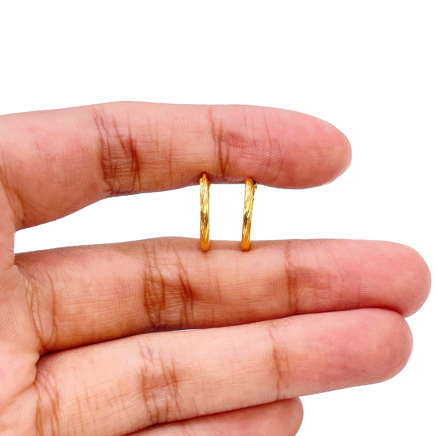 22ct Gold Hoop Earrings Pair Of Diamond Cut High Polished Hoops 11mm Diameter 