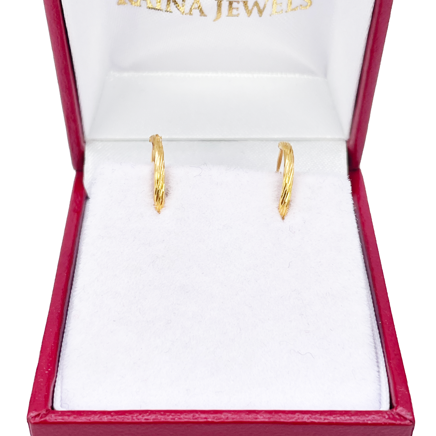 22ct Gold Hoop Earrings Pair Of Diamond Cut High Polished Hoops 11mm Diameter 