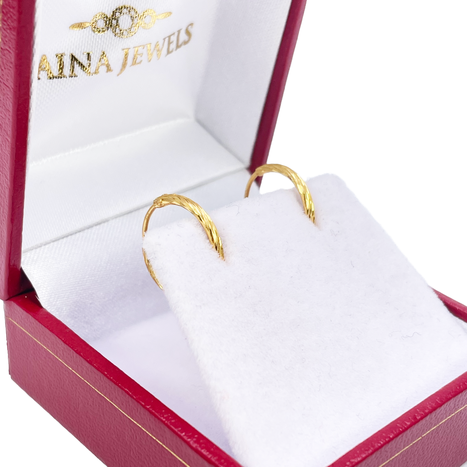 22ct Gold Hoop Earrings Pair Of Diamond Cut High Polished Hoops 11mm Diameter 