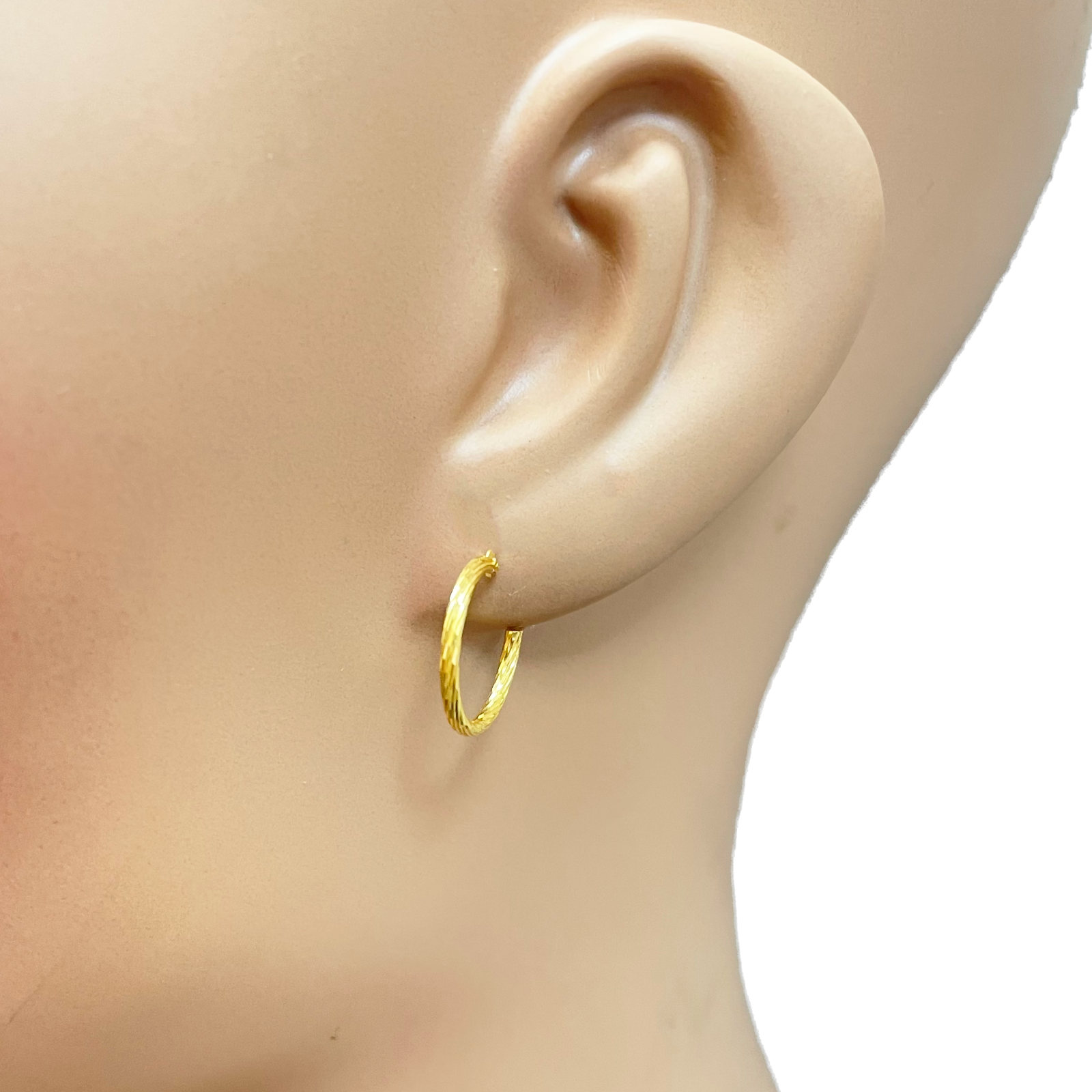 22ct Gold Hoop Earrings Pair Of Diamond Cut High Polished Hoops 11mm Diameter 