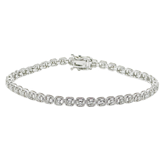 18Carat White Gold Diamond Tennis Bracelet 4claw 1.50cts 7.0''Inches Hallmarked