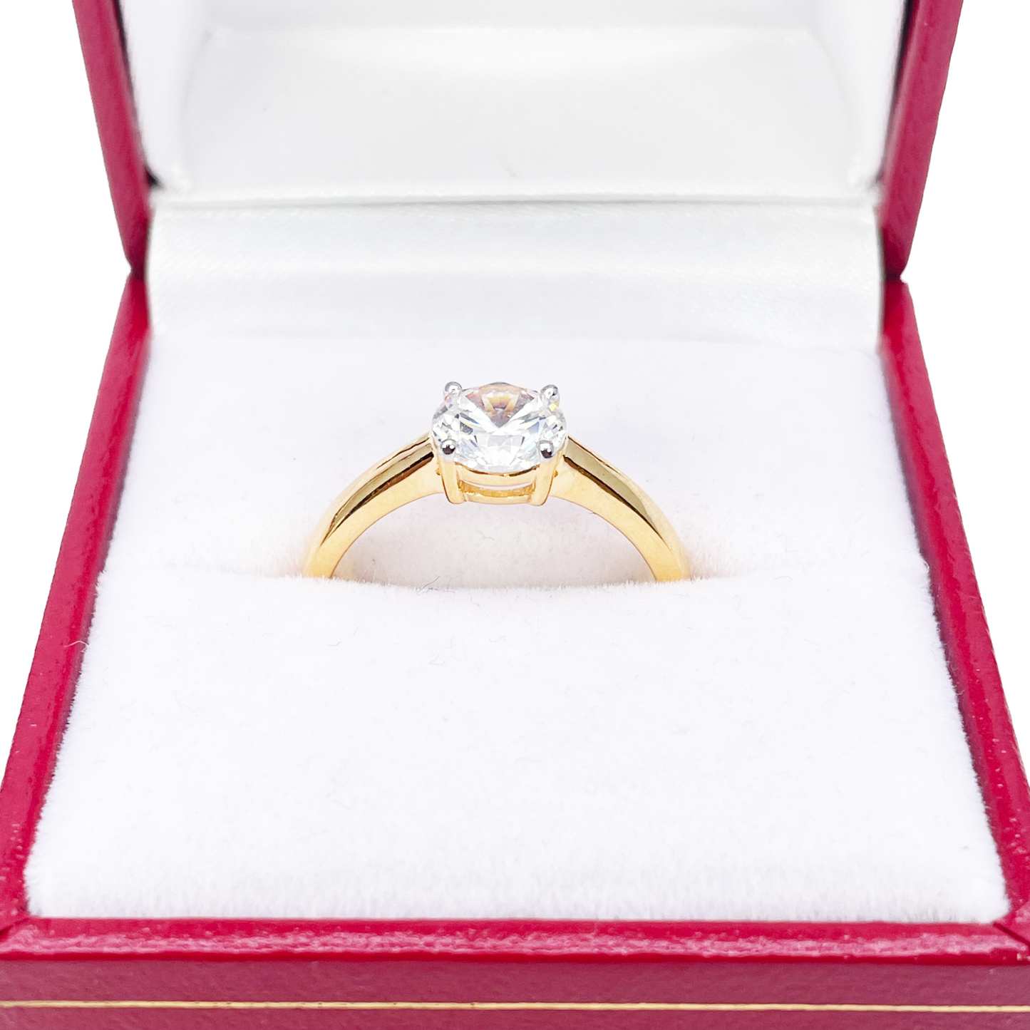 22ct Yellow Gold 4-Claw Cubic Zirconia Solitaire Ring 6.5 mm Width 