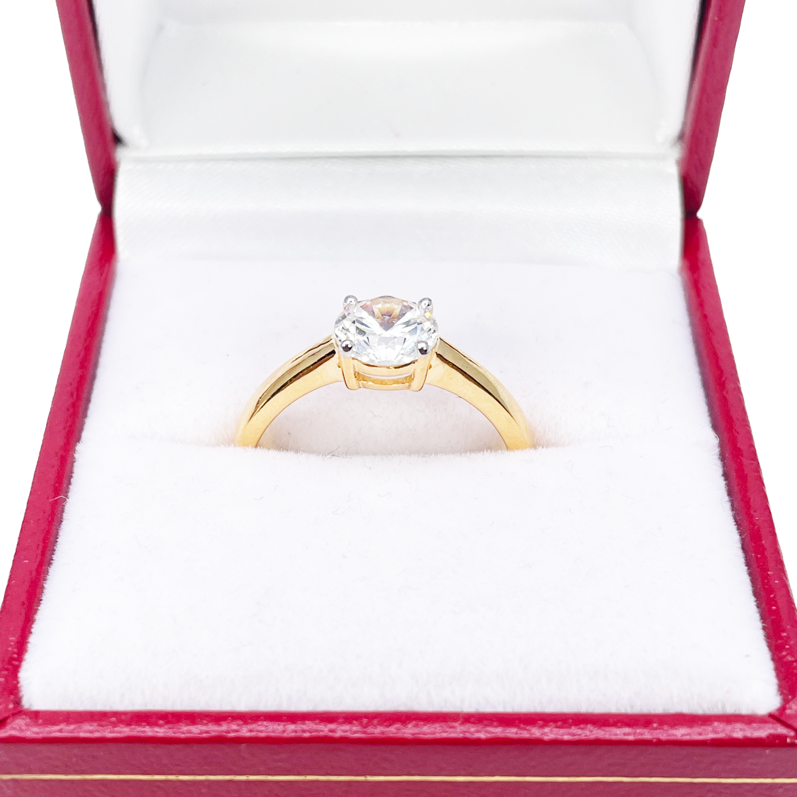 22ct Yellow Gold 4-Claw Cubic Zirconia Solitaire Ring 6.5 mm Width 