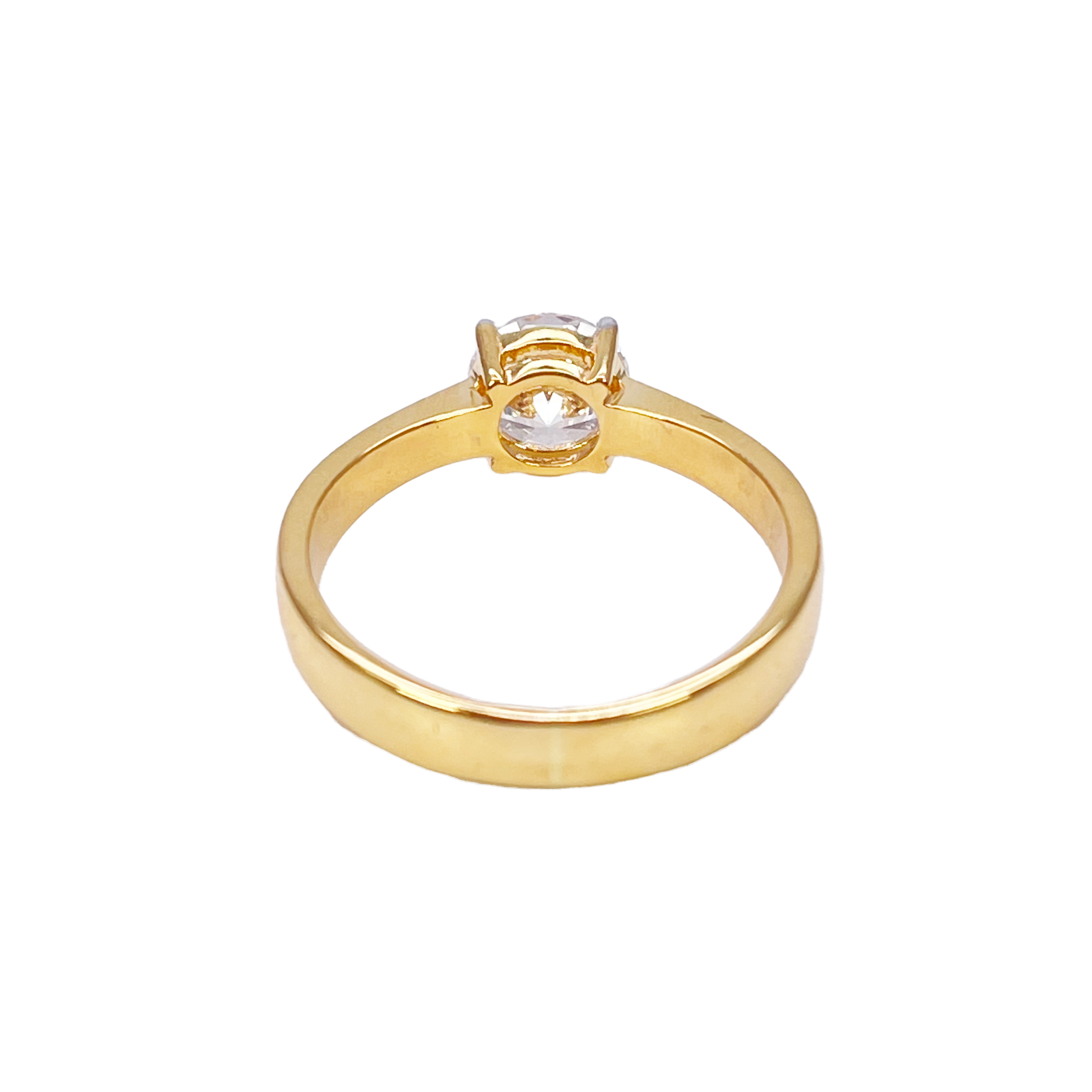 22ct Yellow Gold 4-Claw Cubic Zirconia Solitaire Ring 6.5 mm Width 