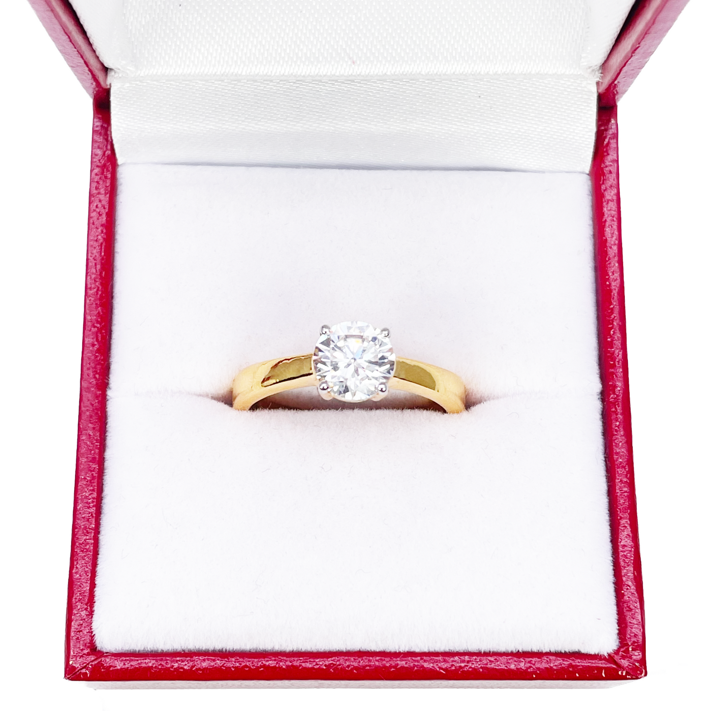 22ct Yellow Gold 4-Claw Cubic Zirconia Solitaire Ring 6.5 mm Width 