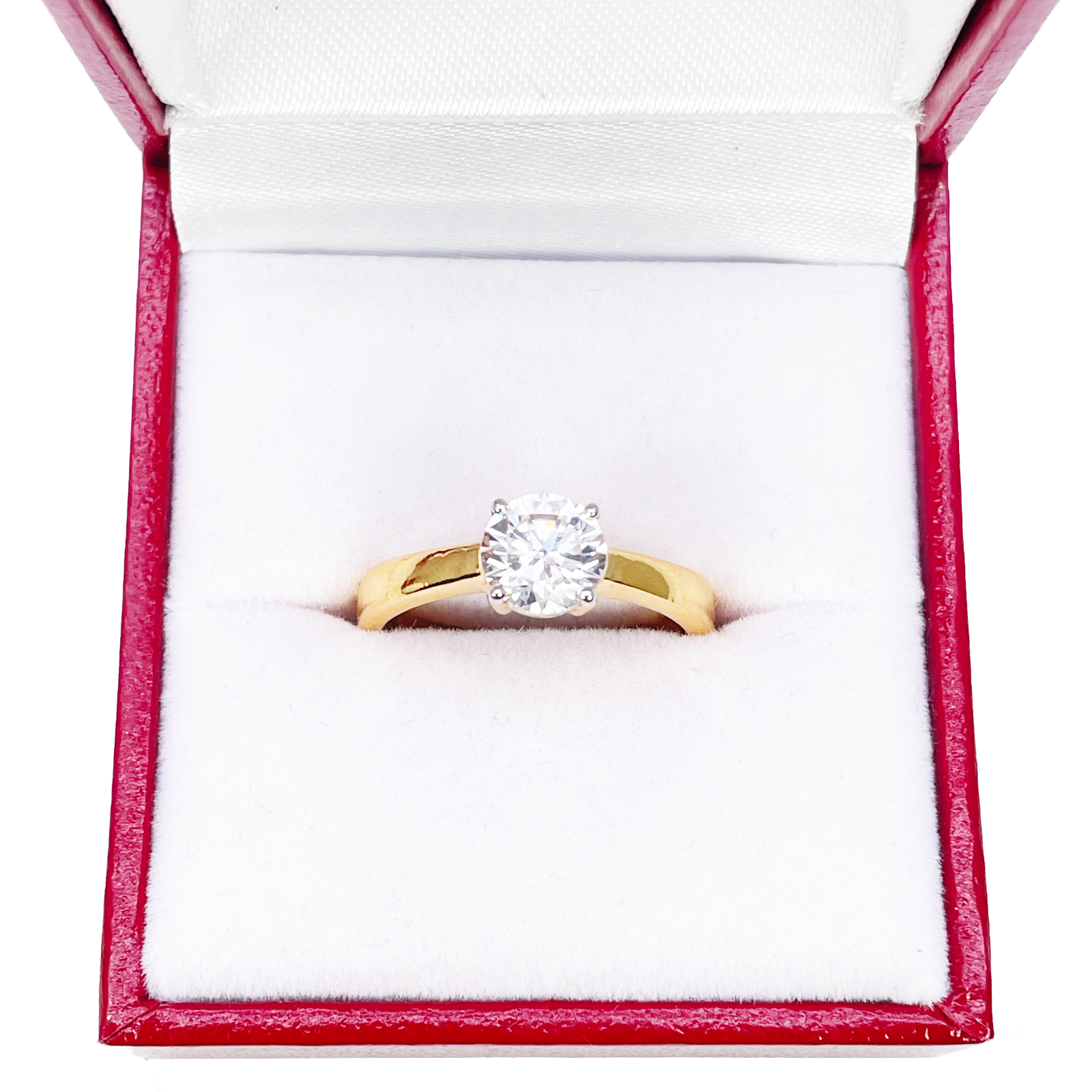 22ct Yellow Gold 4-Claw Cubic Zirconia Solitaire Ring 6.5 mm Width 