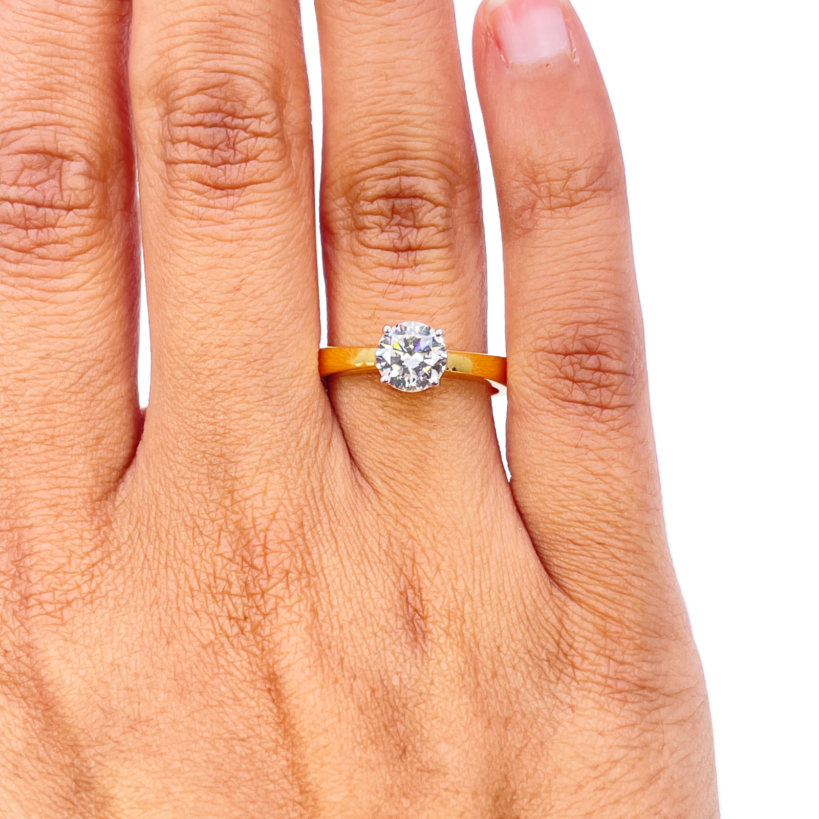 22ct Yellow Gold 4-Claw Cubic Zirconia Solitaire Ring 6.5 mm Width 