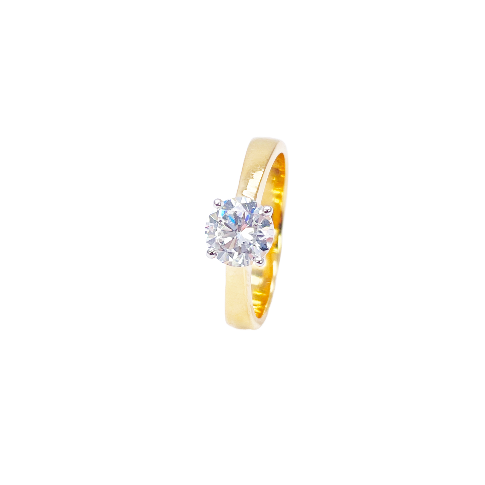 22ct Yellow Gold 4-Claw Cubic Zirconia Solitaire Ring 6.5 mm Width 