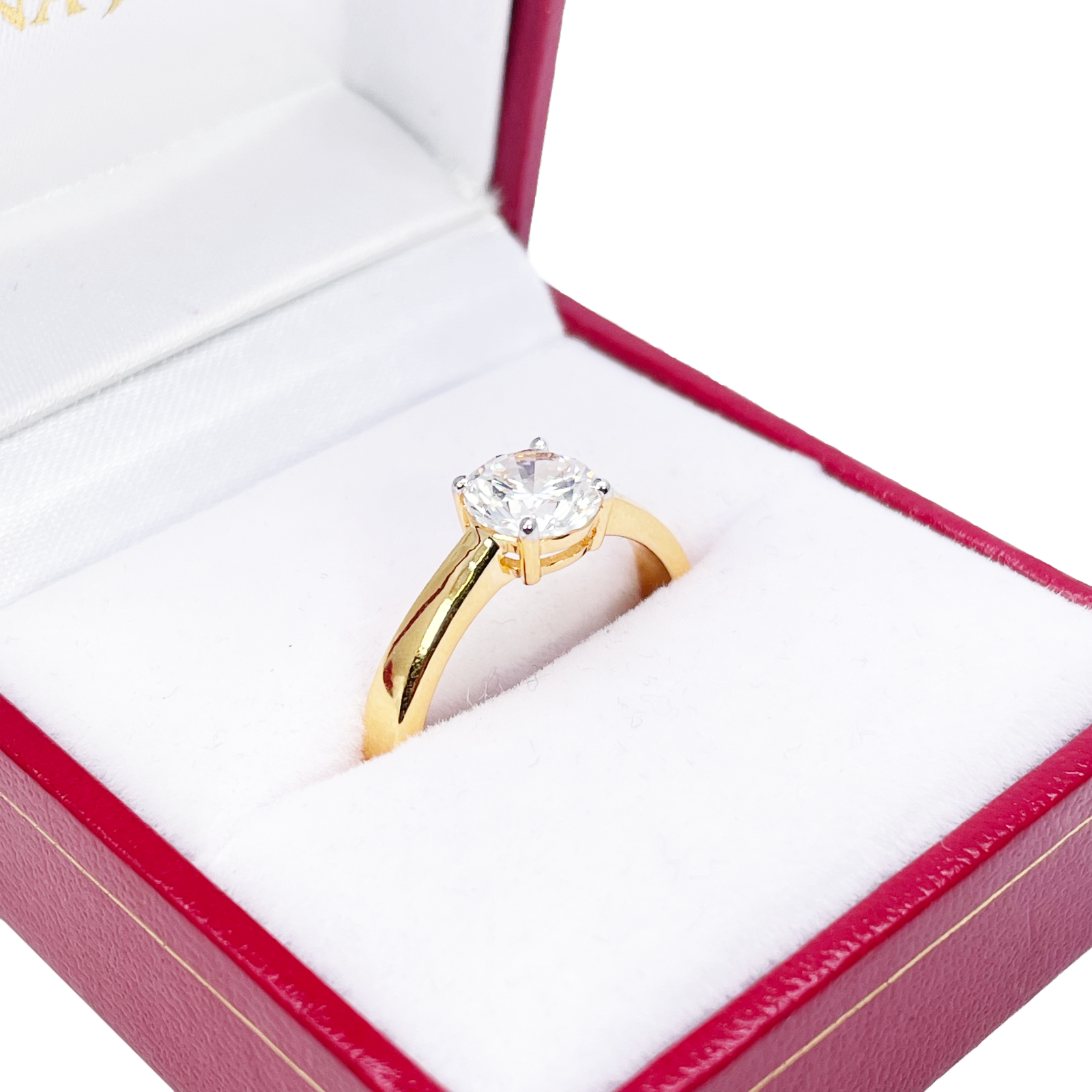 22ct Yellow Gold 4-Claw Cubic Zirconia Solitaire Ring 6.5 mm Width 