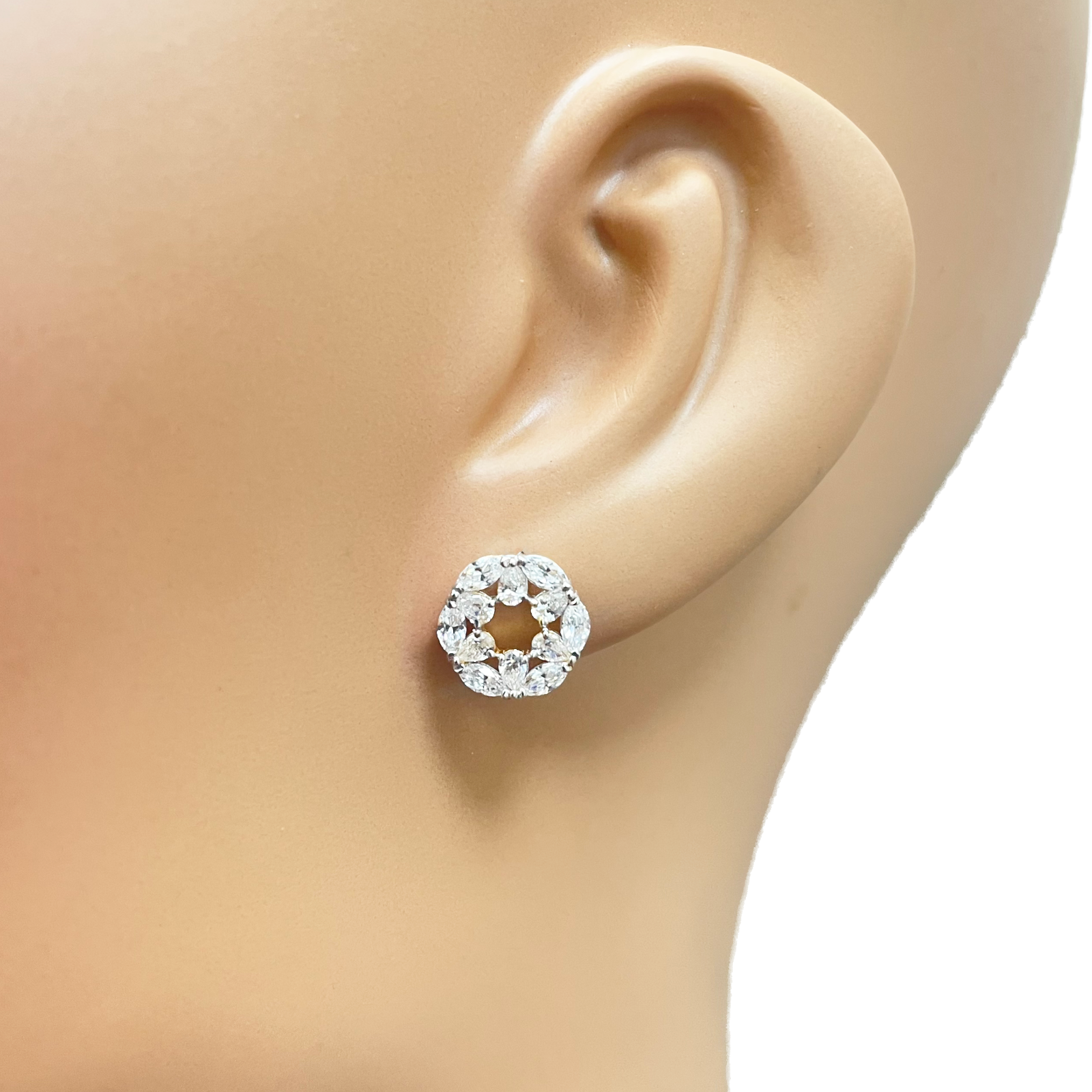 22ct Yellow Gold Ladies Sparkly Cubic Zirconia 17.5 Inch Necklace & Stud Earrings Set 