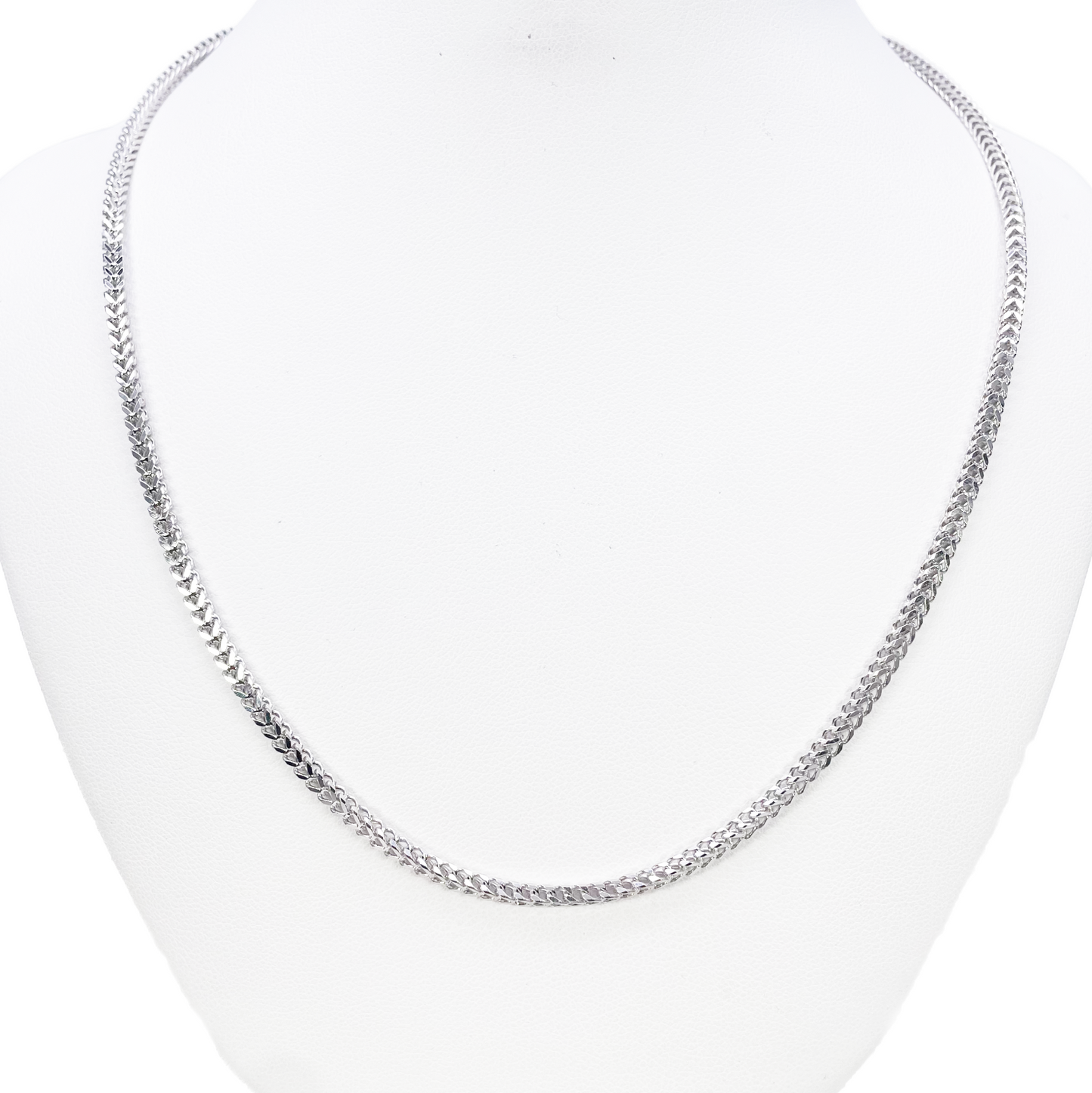 Platinum Foxtail Chain Necklace 23 Inches & 2.6mm Width