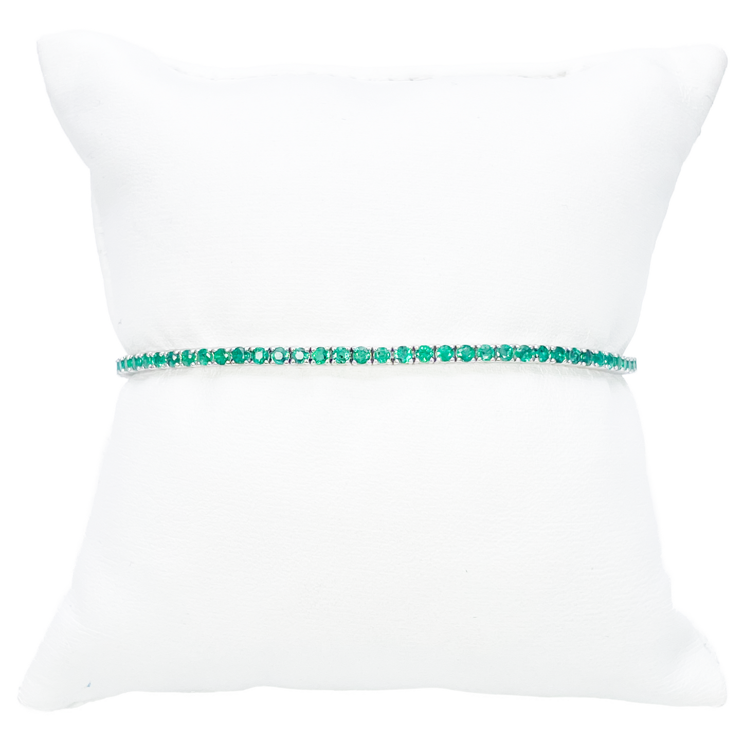 18ct White Gold Natural Round Emerald Tennis Bracelet 2.90ct 7 Inches Length