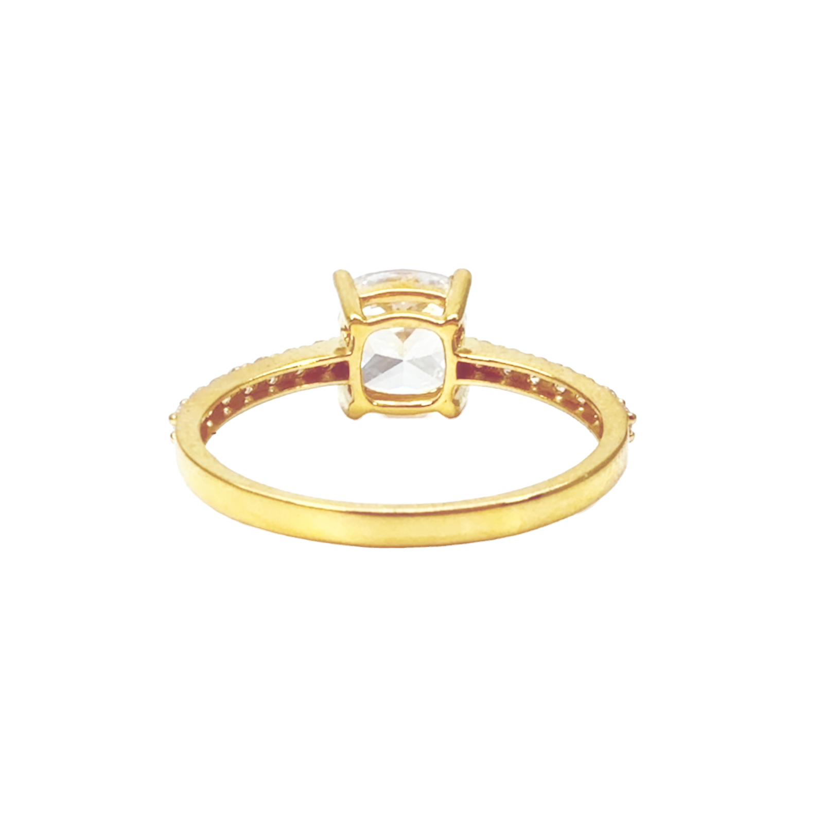 22ct Yellow Gold Cubic Zirconia Cushion Cut Pave Engagement Ring 7mm Width 