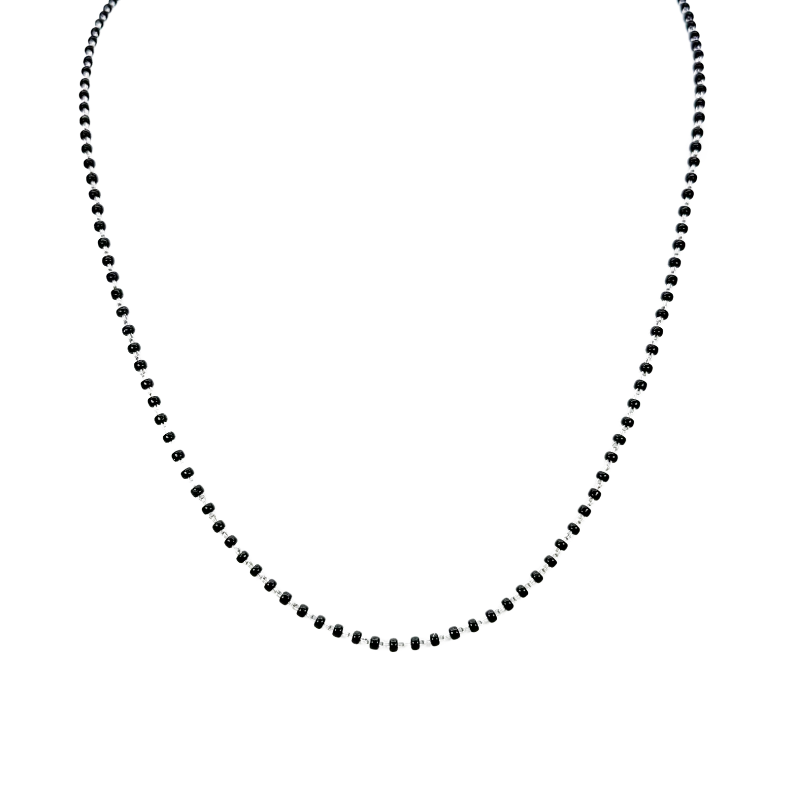 18ct White Gold Ladies Mangalsutra Chain Black Beaded Necklace 16 inch  Mangalsutra Chains