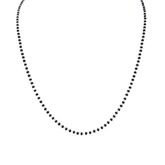 18ct White Gold Ladies Mangalsutra Chain Black Beaded Necklace 16 inch