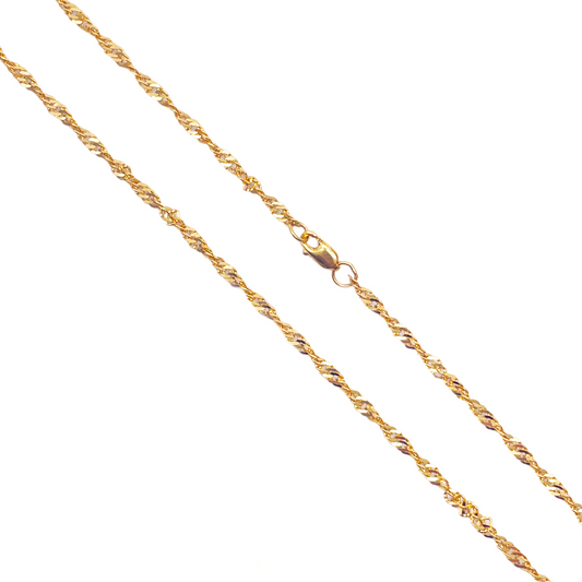 22ct Yellow Gold Fancy Twisted Ripple Chain Necklace 22 inches 2 mm Width 