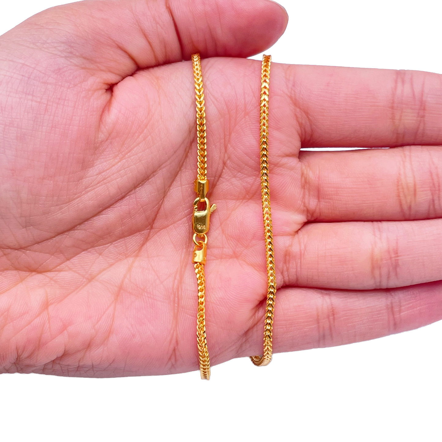 22ct Yellow Gold Foxtail Chain Necklace 22 Inches 2.0mm Width