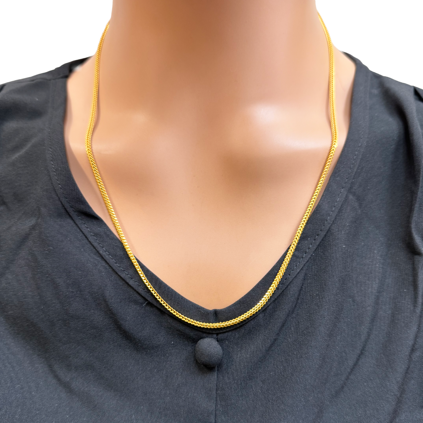22ct Yellow Gold Foxtail Chain Necklace 22 Inches 2.0mm Width