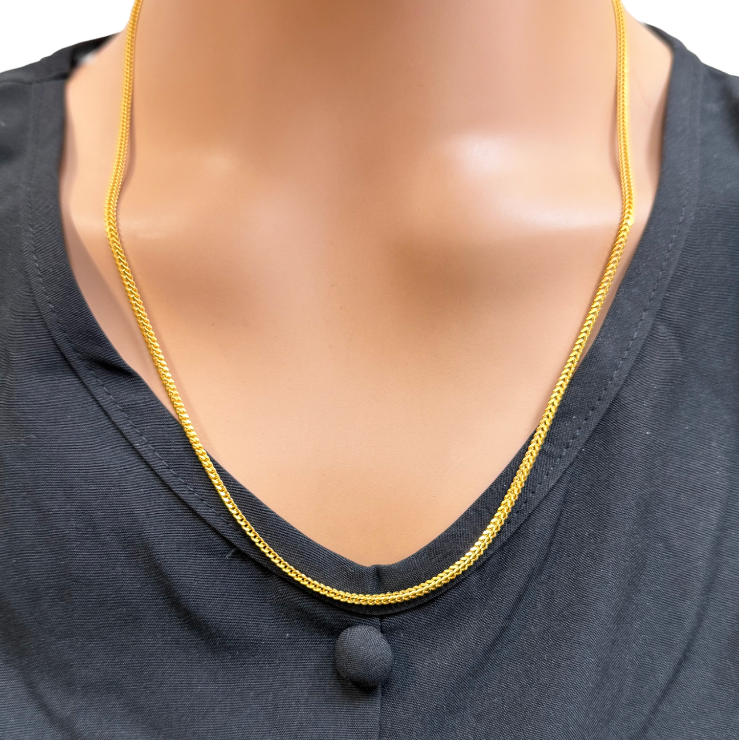 22ct Yellow Gold Foxtail Chain Necklace 22 Inches 2.0mm Width