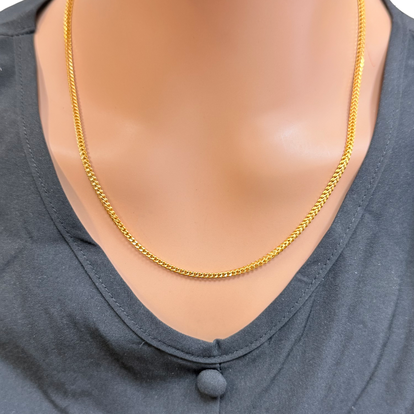 22ct Yellow Gold Solid Foxtail Chain Necklace 22 Inches 2.5mm Width