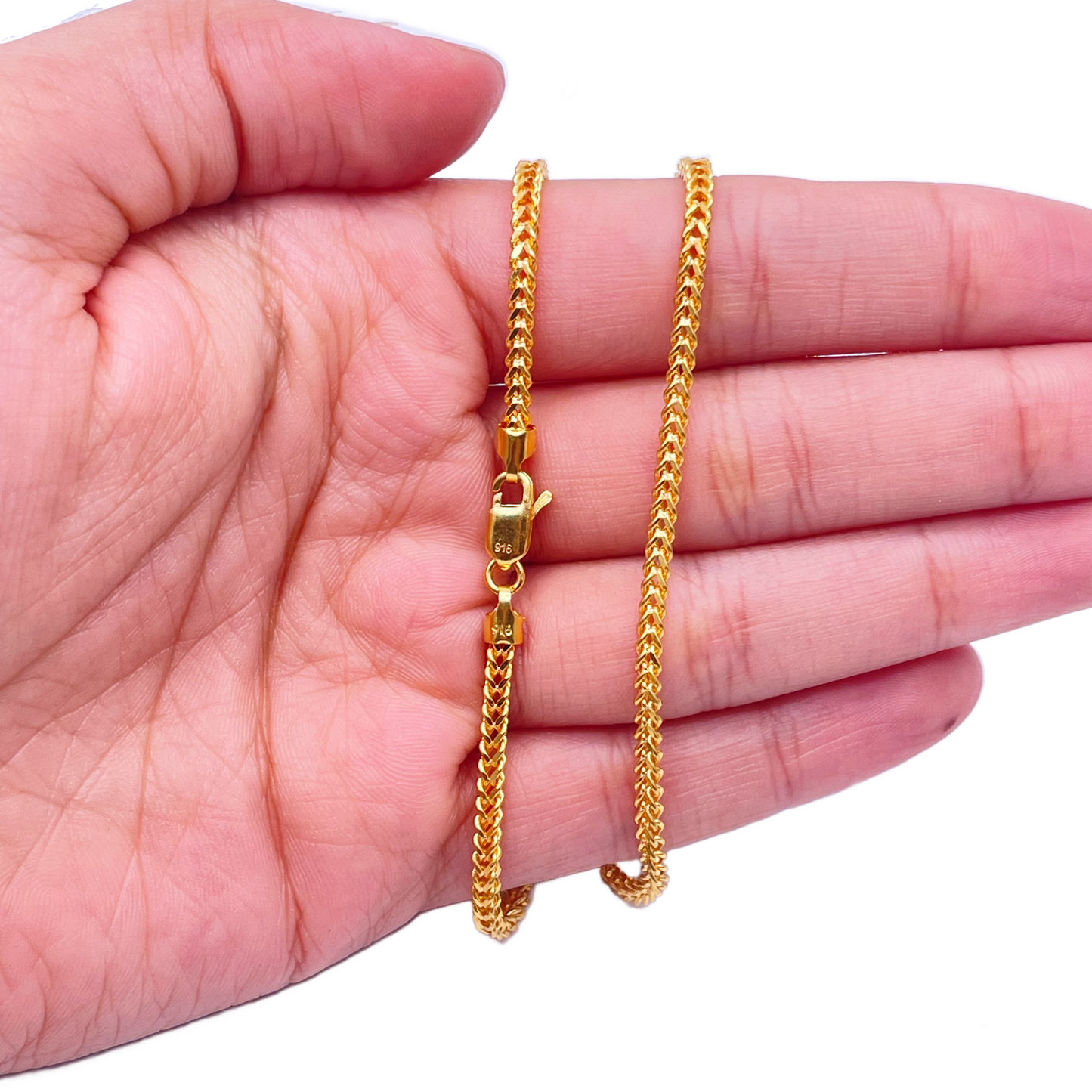 22ct Yellow Gold Solid Foxtail Chain Necklace 22 Inches 2.5mm Width