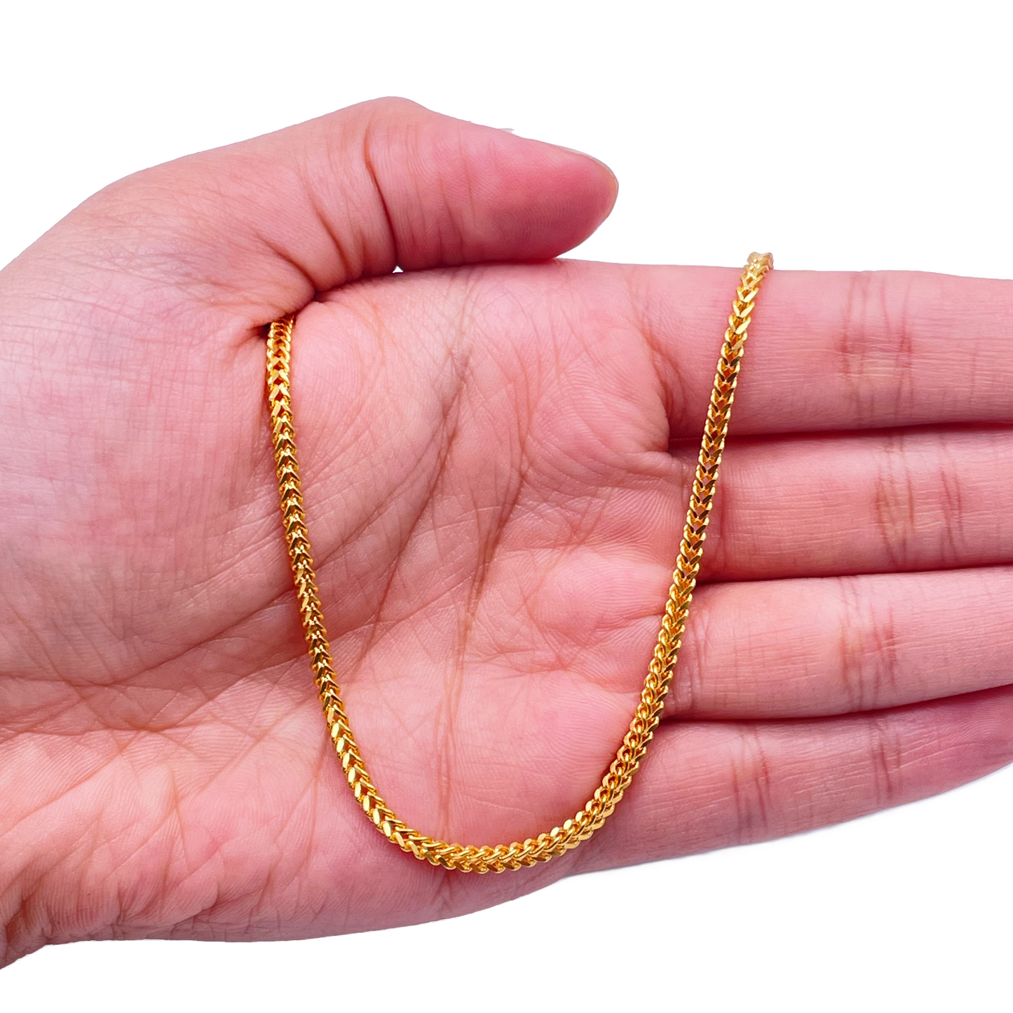 22ct Yellow Gold Solid Foxtail Chain Necklace 22 Inches 2.5mm Width