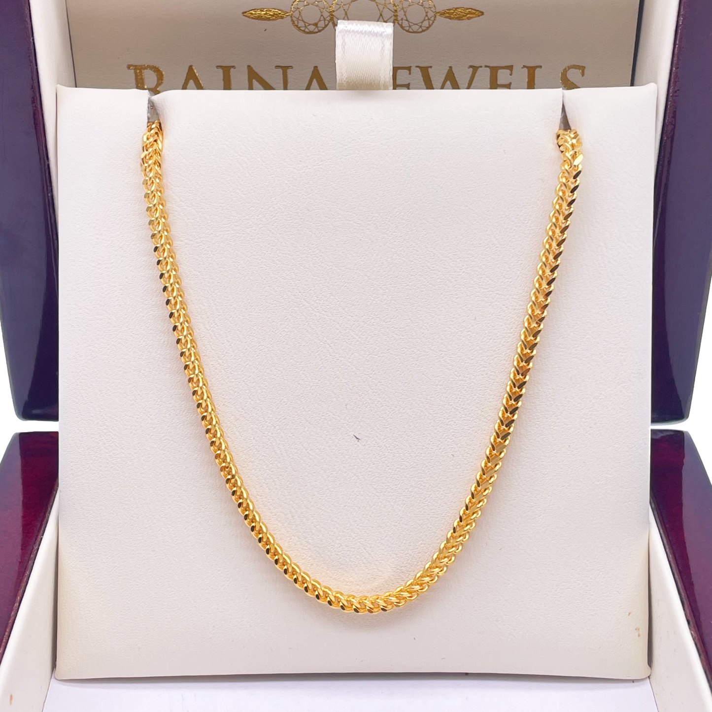 22ct Yellow Gold Solid Foxtail Chain Necklace 22 Inches 2.5mm Width