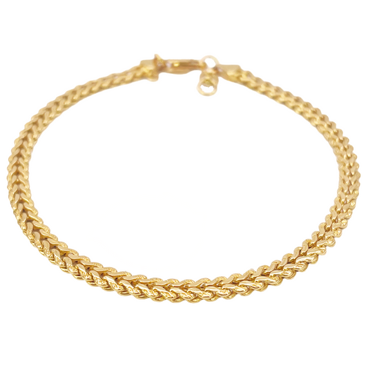 22ct Yellow Gold Textured Spiga Bracelet 8 inches 3.6mm Wide