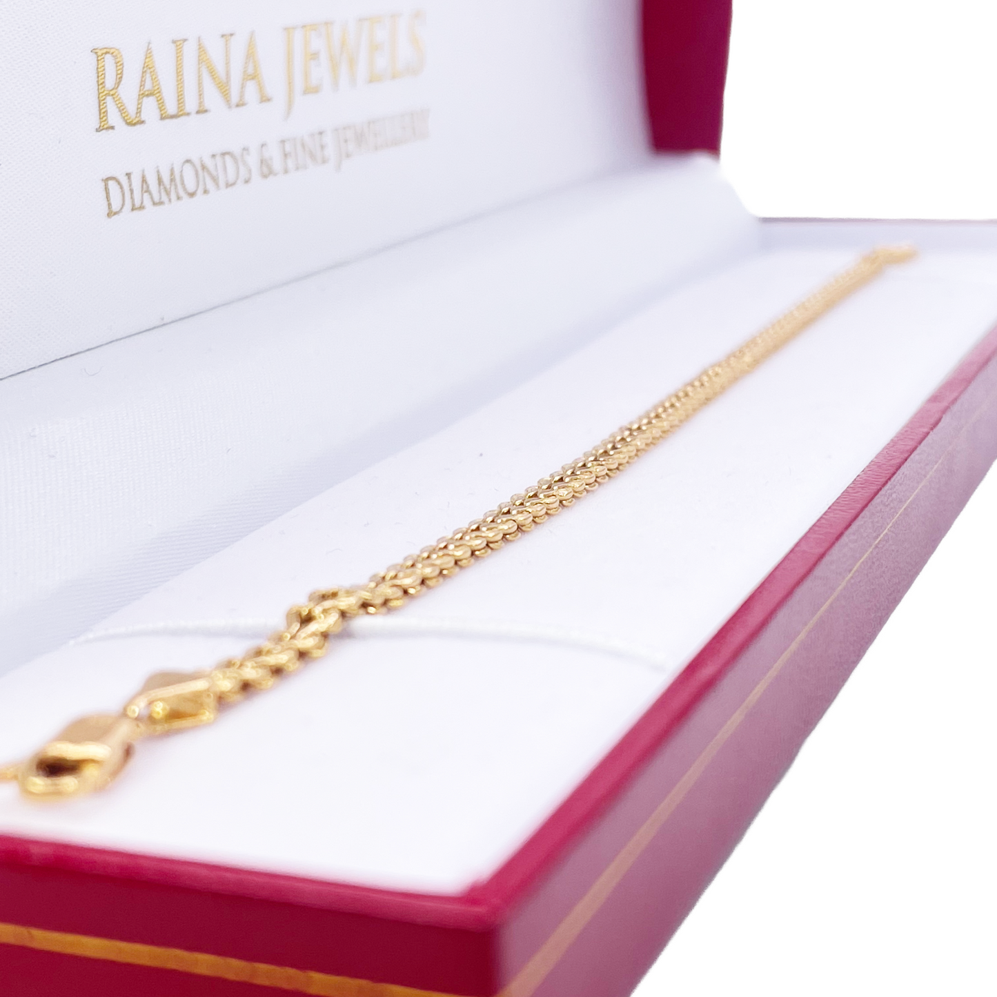 22ct Yellow Gold Textured Spiga Bracelet 8 inches 3.6mm Wide
