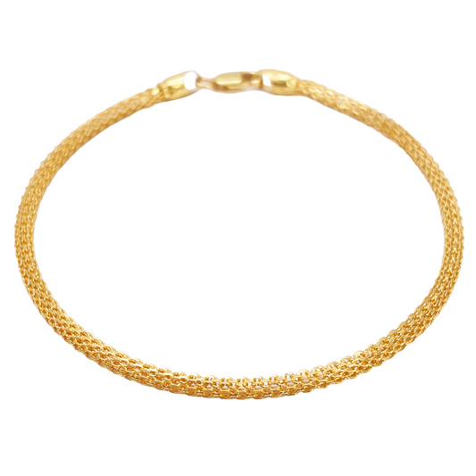22ct Yellow Gold High Polished Rounded Chain Link Bracelet 2.4mm Width