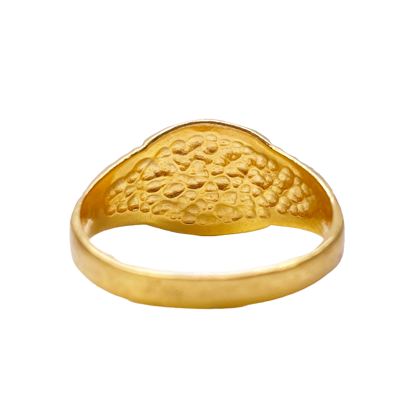 22ct Yellow Gold Diamond Cut High Polished & Textured Mens Signet Ring 