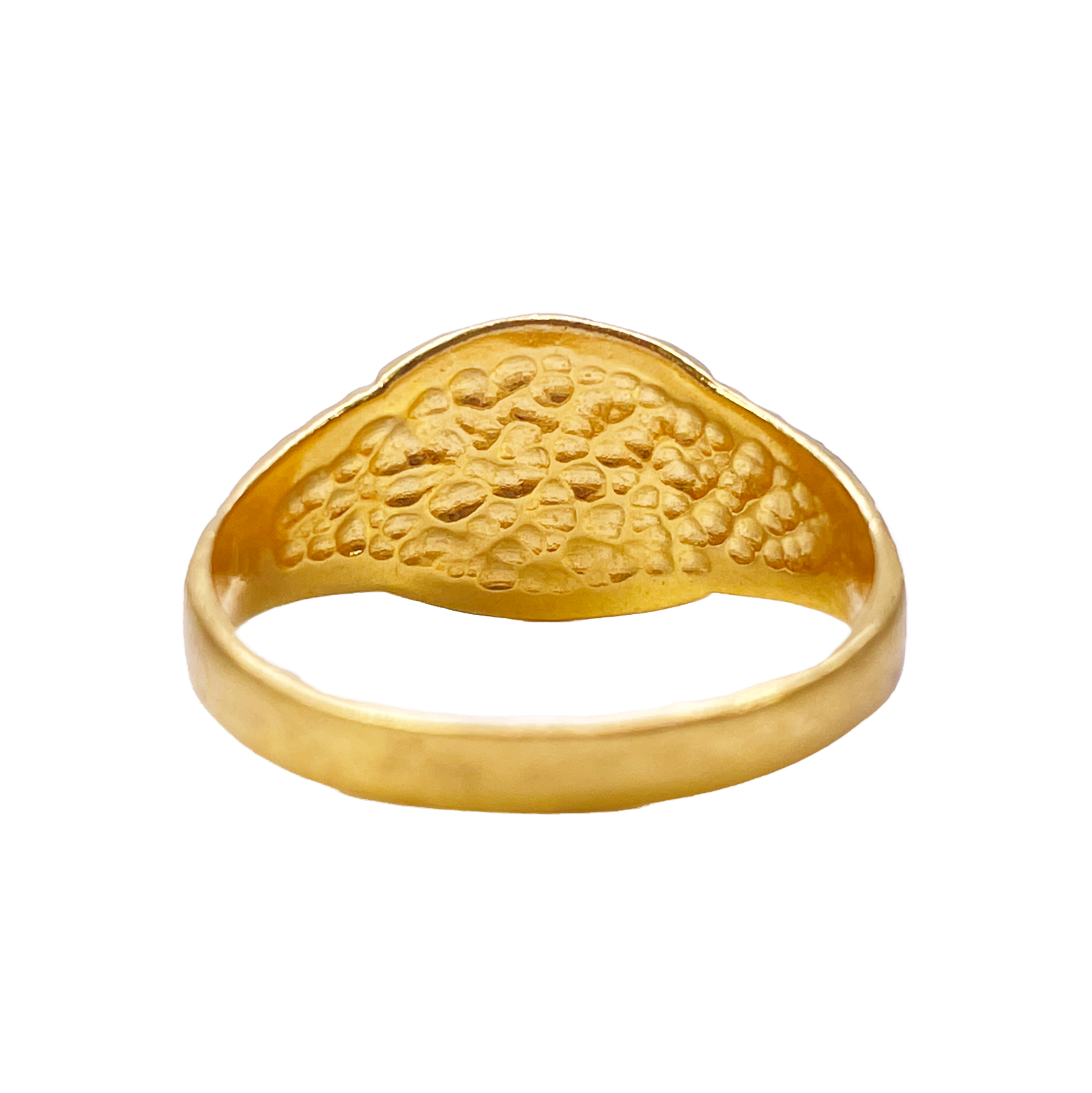 22ct Yellow Gold Diamond Cut High Polished & Textured Mens Signet Ring 